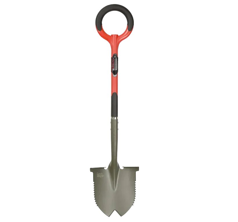 Pelle de jardin ergonomique à manche rouge avec lame tranchante pour racines